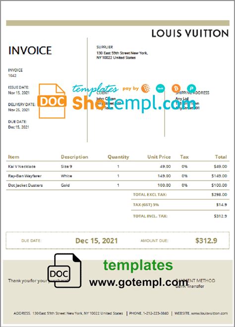 louis vuitton invoice replacement.